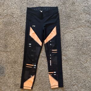 Under Armour Black Leggings with Peach Accent Panels